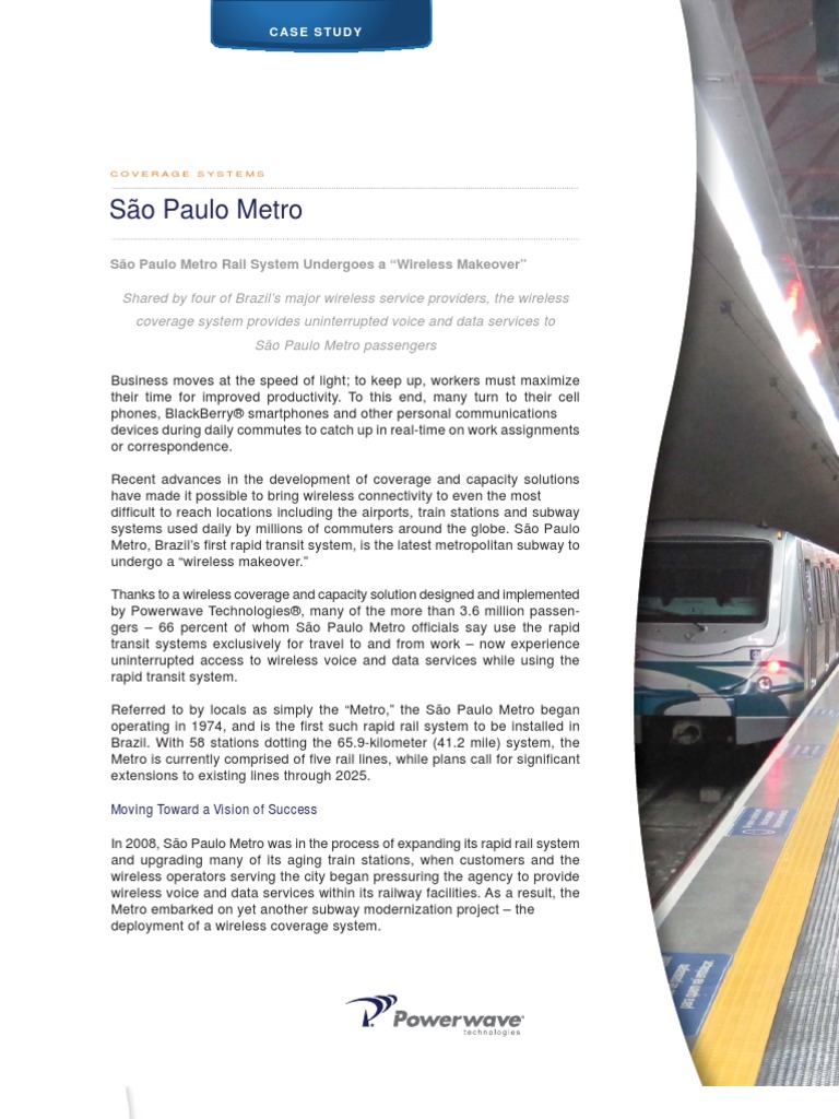 CaseStudy SaoPauloMetro | PDF | Rapid Transit | Wireless