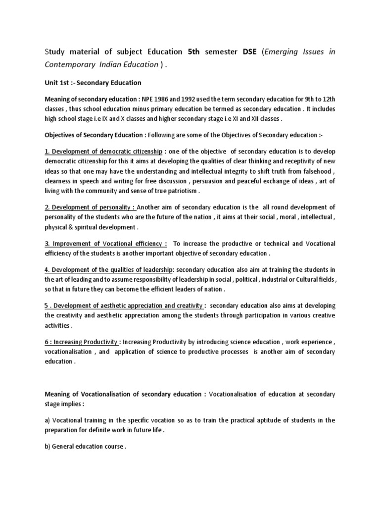 Issues and Trends in Contemporary Indian Education | PDF | Vocational ...