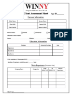 Client Assessment Sheet - : Personal Information