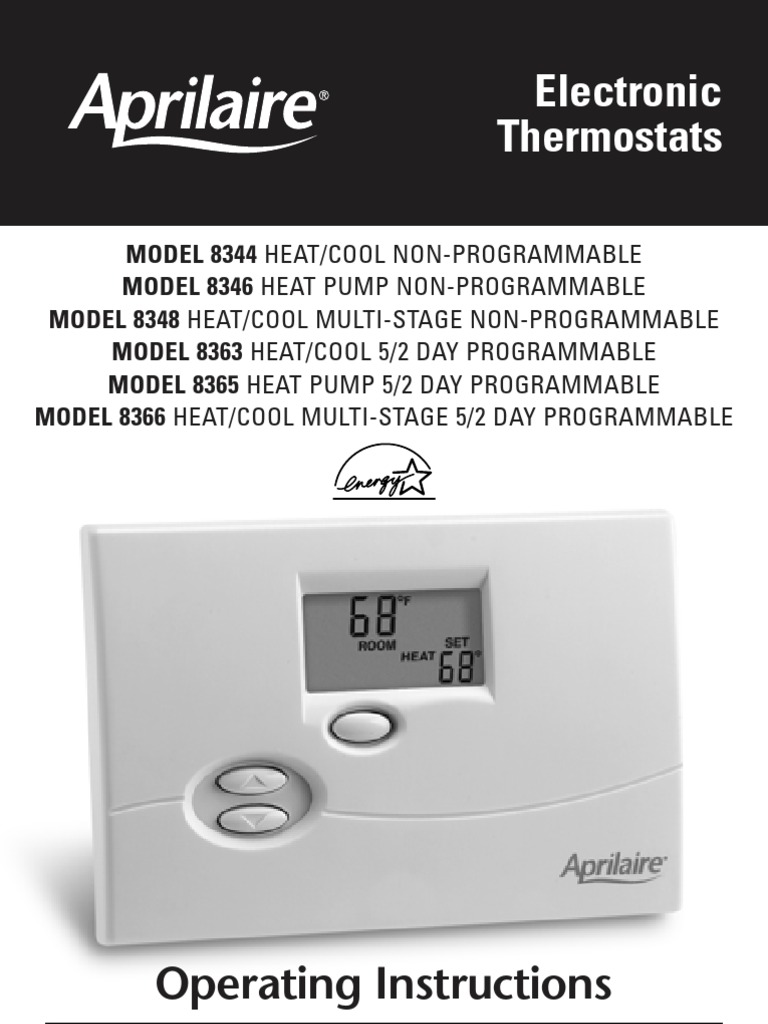 Aprilaire Owners Manua; | Thermostat | Fahrenheit