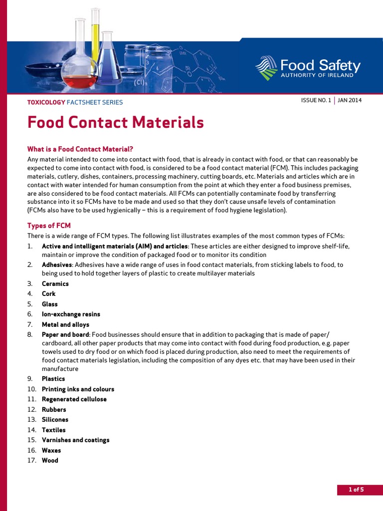 Food Contact Materials FINAL PDF Foods Regulatory Compliance