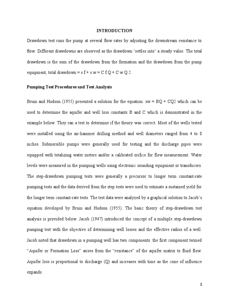 Introduction On Drawdown Test 1 | PDF | Chemical Engineering | Applied ...