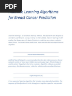 Machine Learning Algorithms For Breast Cancer Prediction