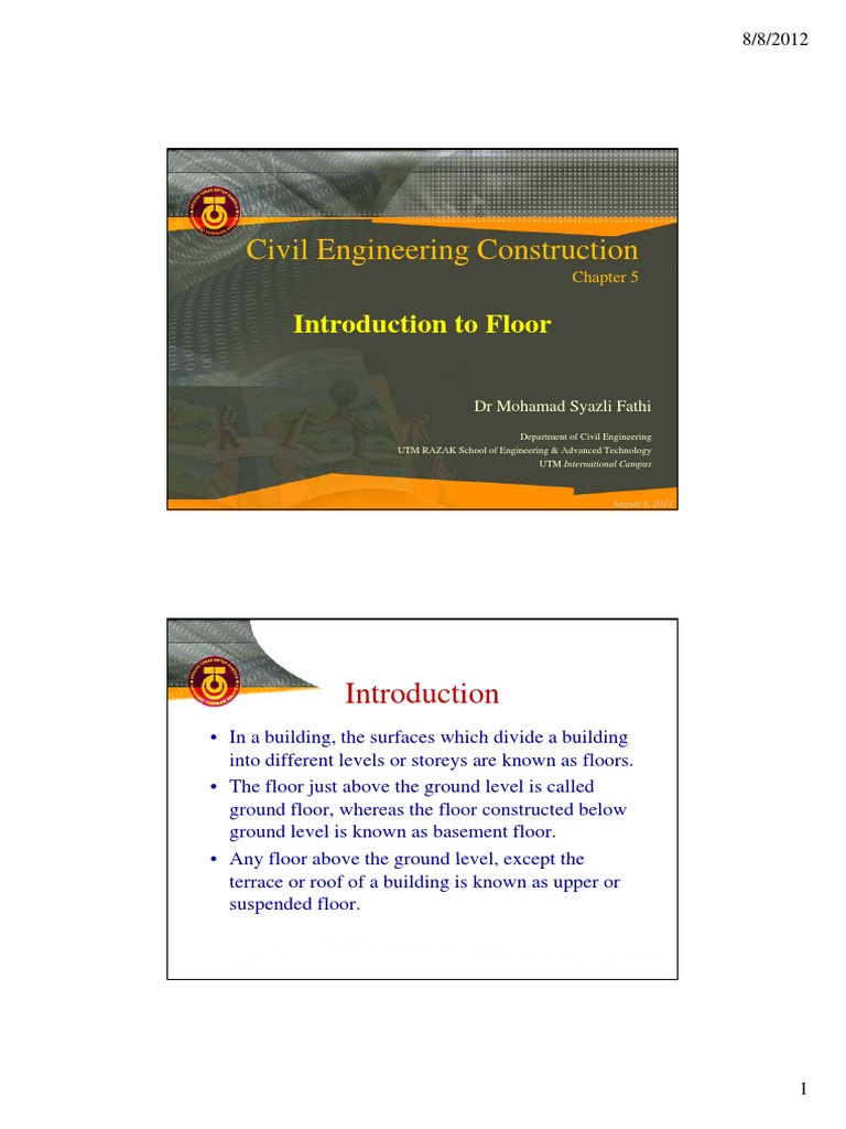 Civil Engineering Construction: Introduction To Floor | PDF | Concrete ...