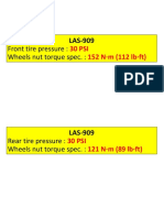 Tire Pressure and Wheels Nut Torque