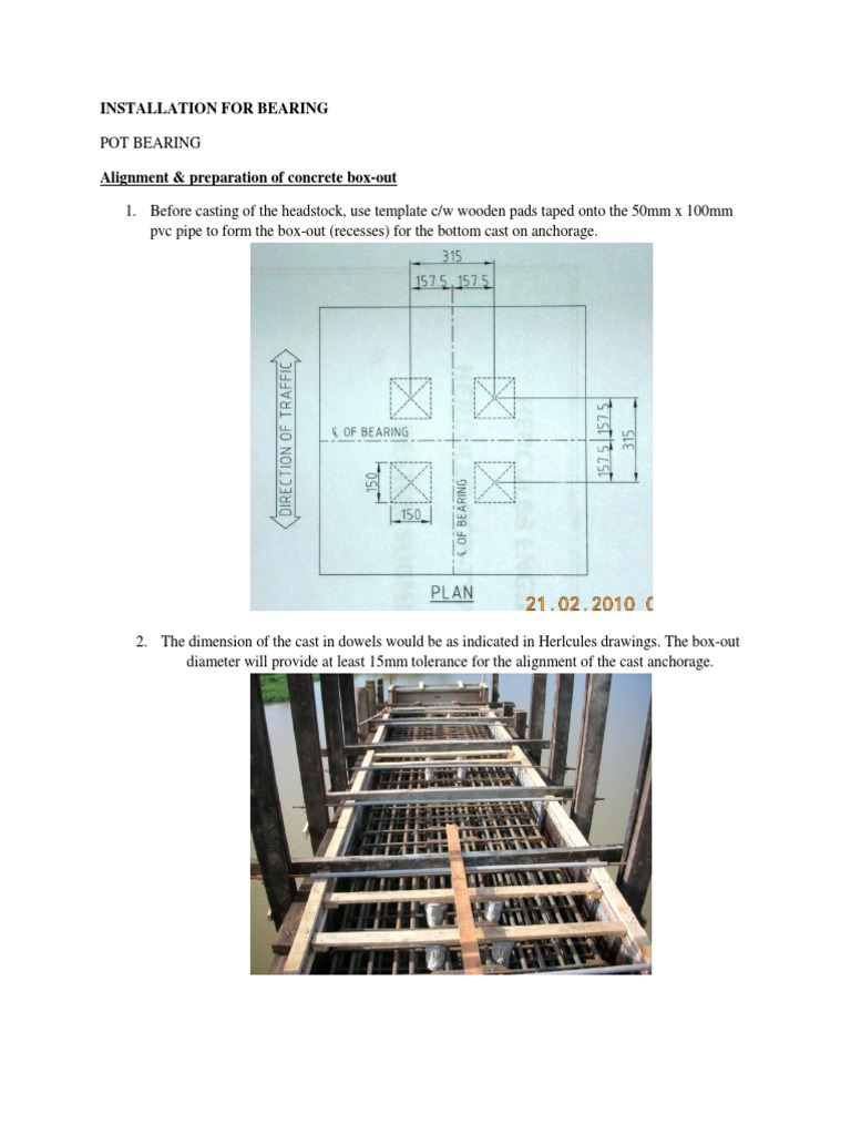 Installation Guide for Pot Bearings | PDF | Concrete | Structural ...