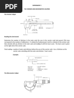 Experiment 1 The Vernier and Micrometer Calipers The Vernier Caliper