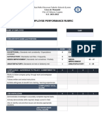 Work Immersion Employee Rubric