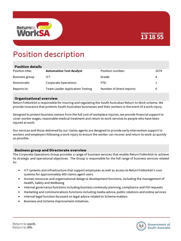 Automated Test Analyst Position Description PDF Software Testing