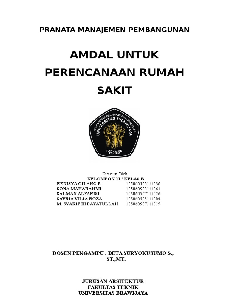 Amdal Untuk Perancangan Rumah Sakit | PDF