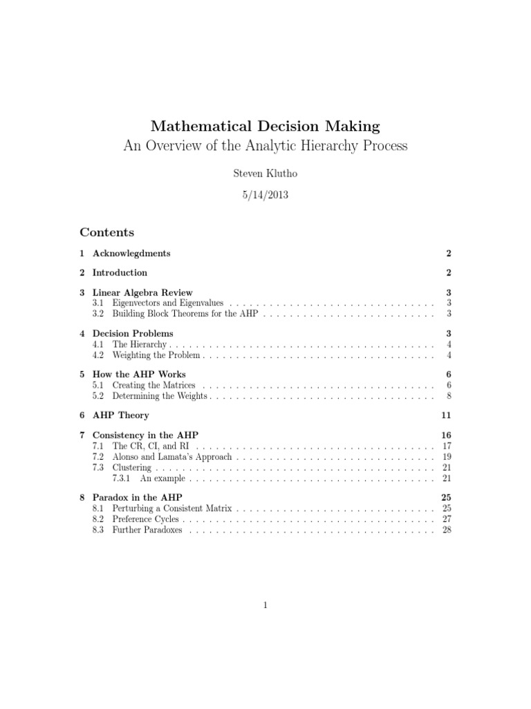 Analytic Hierarchy Process Explained | PDF | Eigenvalues And ...