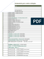 Lista de Instrumentais para Centro Cirúrgico