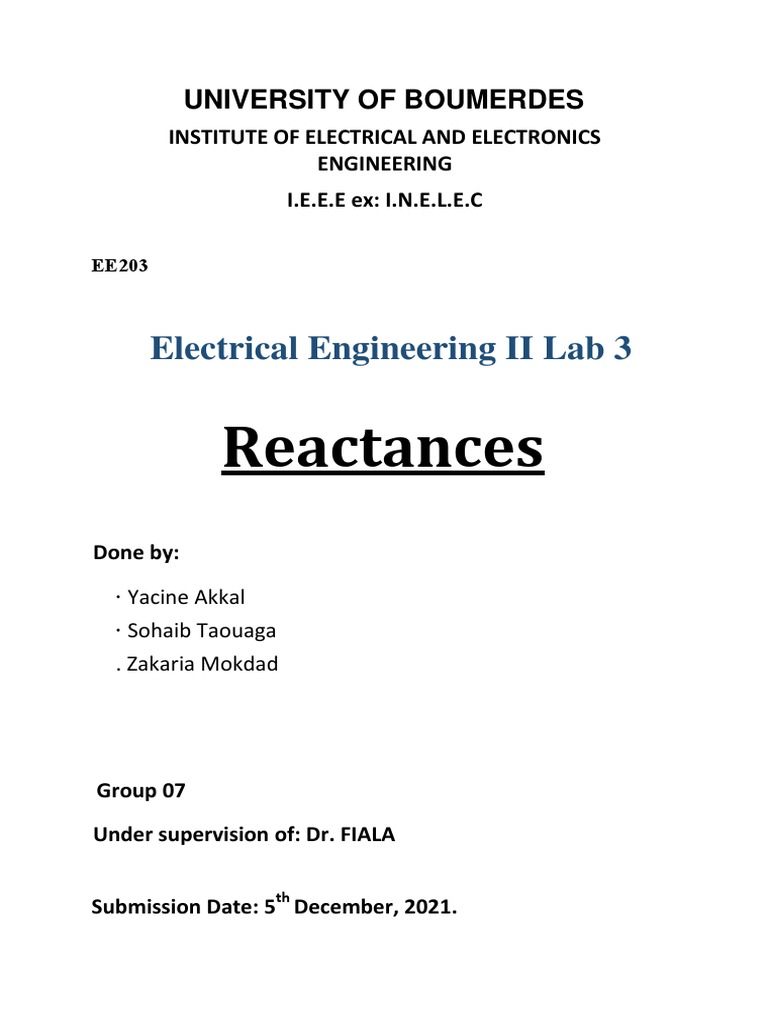 Reactance Lab Report PDF