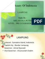 The Beauty of Indonesia: Lampung Made By: Melati Eka Putri Level: Pre Intermediate B