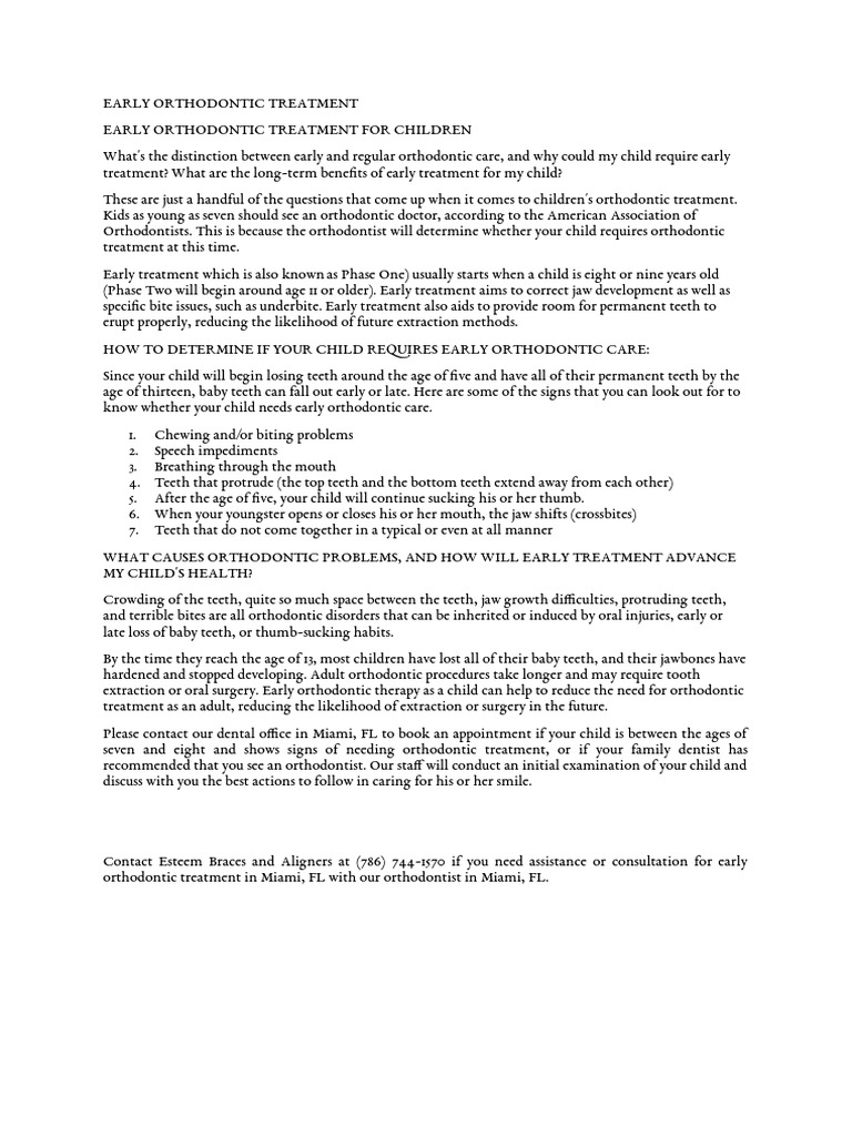 Early Orthodontic Treatment | PDF | Orthodontics | Dentistry