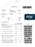 Production Order #: OK-220110-00225: Bill of Material