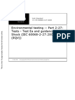 Environmental Testing - Part 2-27: Tests - Test Ea and Guidance: Shock (IEC 60068-2-27:2008 (EQV) )