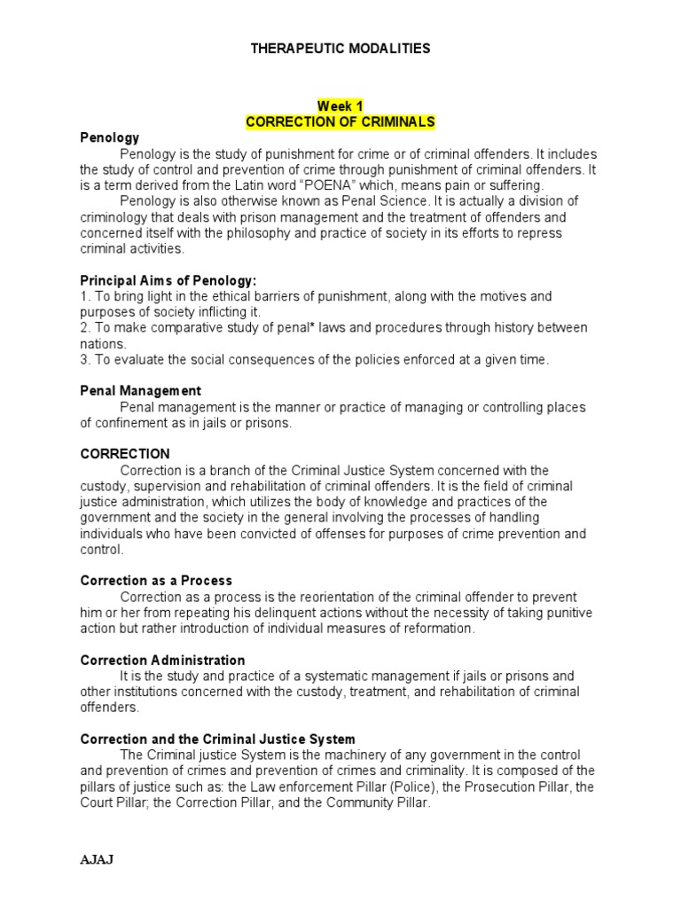 Therapeutic Modalities in Corrections | PDF | Prison | Rehabilitation ...