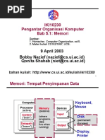 IKI10230 Pengantar Organisasi Komputer Bab 5.1: Memori