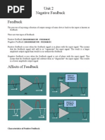 Unit 2 Negative Feedback Feedback: Characteristics of Positive Feedback