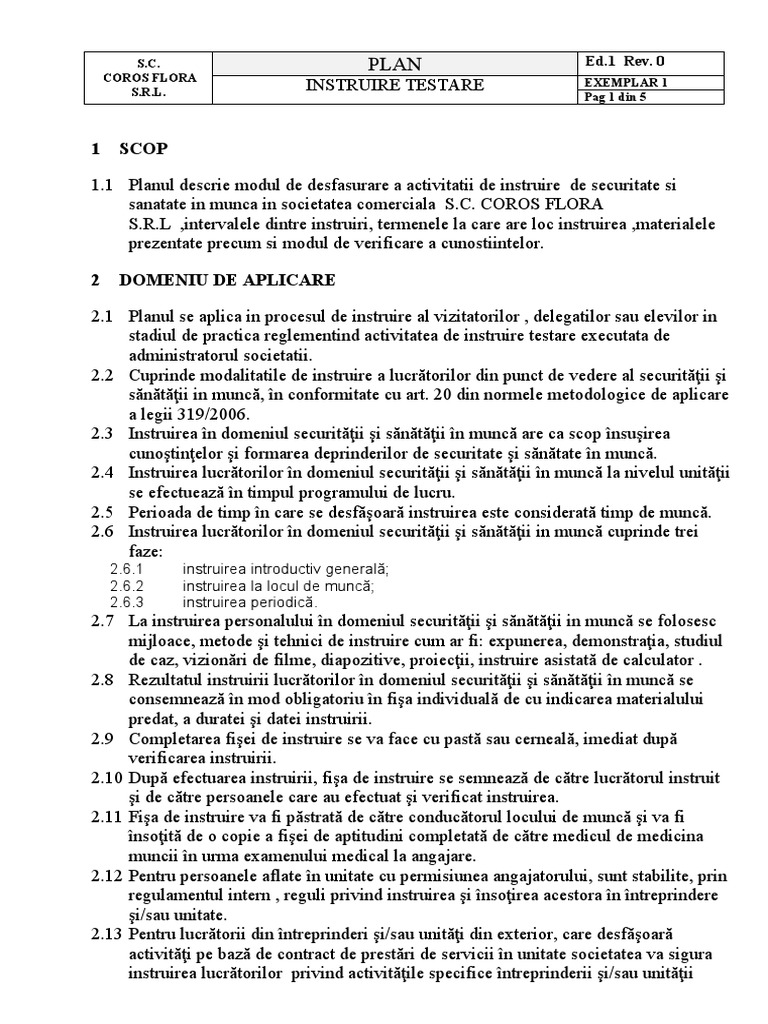 Plan de Instruire Testare | PDF
