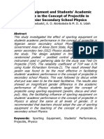 Sporting Equipment and Students' Academic Performance in The Concept of Projectile in Nigerian Senior Secondary School Physics