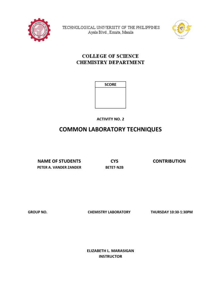 Activity No. 2 - Common Laboratory Techiques - Vanderzander | PDF