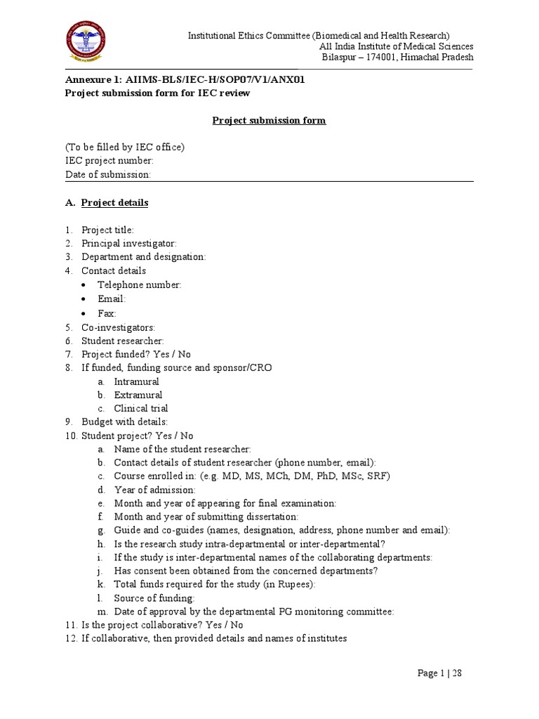 IEC-RRC Submission Forms | PDF | Clinical Trial | Informed Consent