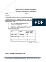 Good Luck!!!: Mid-Exam: Introduction To Computer Programming Second Year Mechanical Engineering Students (20%)