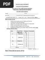 Computer Programming Mid Exam 2011