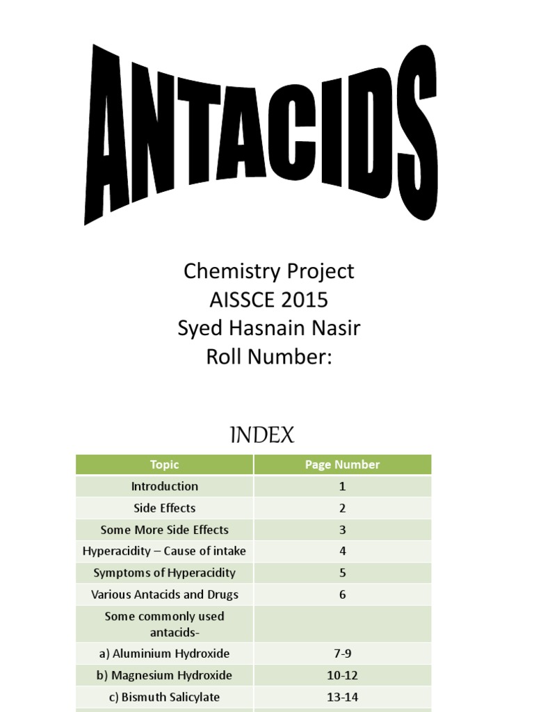 Antacids Chemistry Project PDF Aluminium Oxide Aluminium