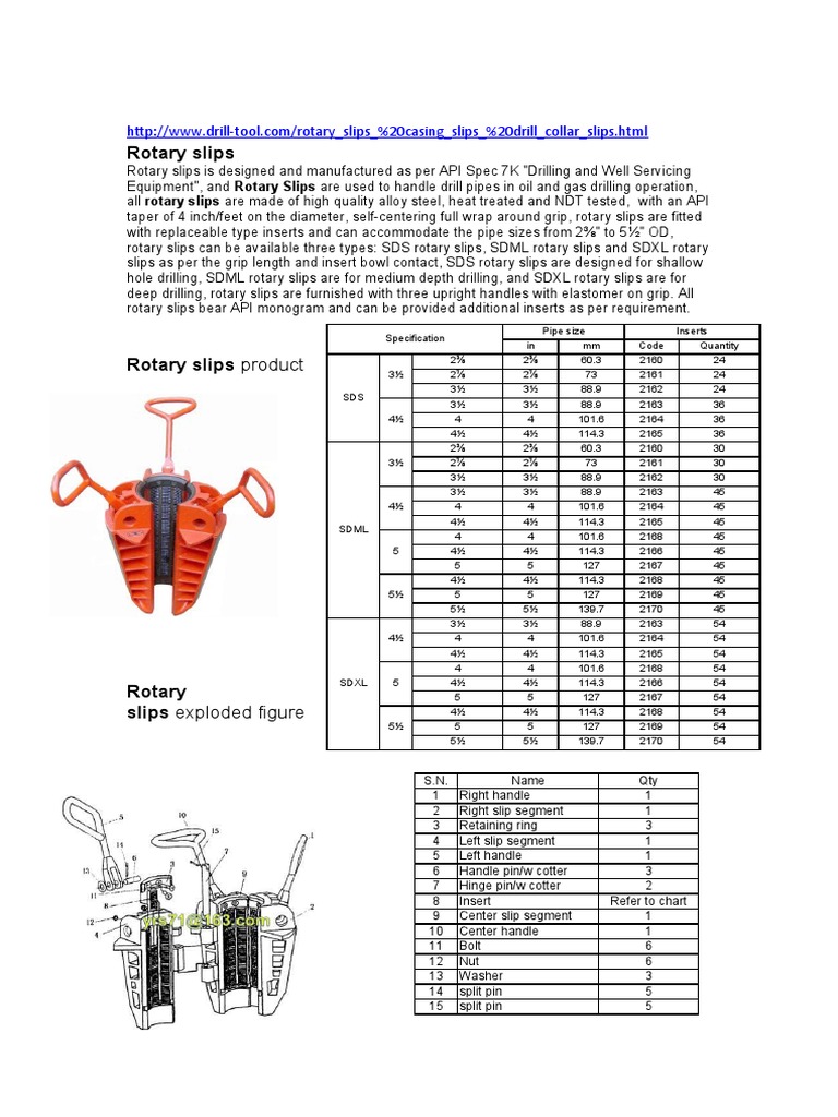 Rotary Slips for Oil and Gas Drilling | PDF | Pipe (Fluid Conveyance ...