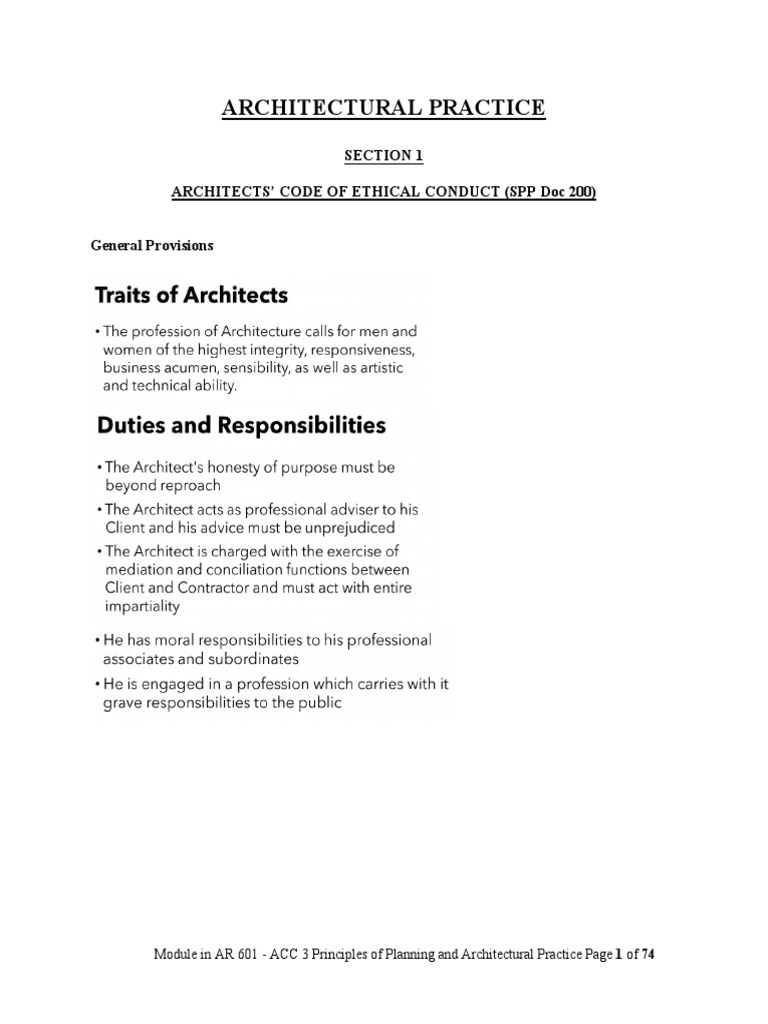 Architectural Practice and Ethics Guide | PDF | Feasibility Study ...