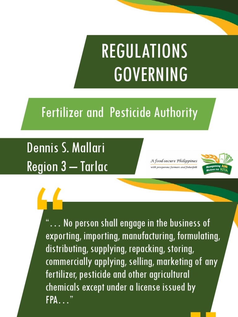 Regulations Governing The Fertilizer and Pesticide Industries PDF