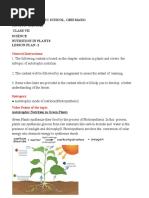 Bal Bharati Public School, GRH Marg SESSION: 2021-2022 Class Vii Science Nutrition in Plants Lesson Plan - 2