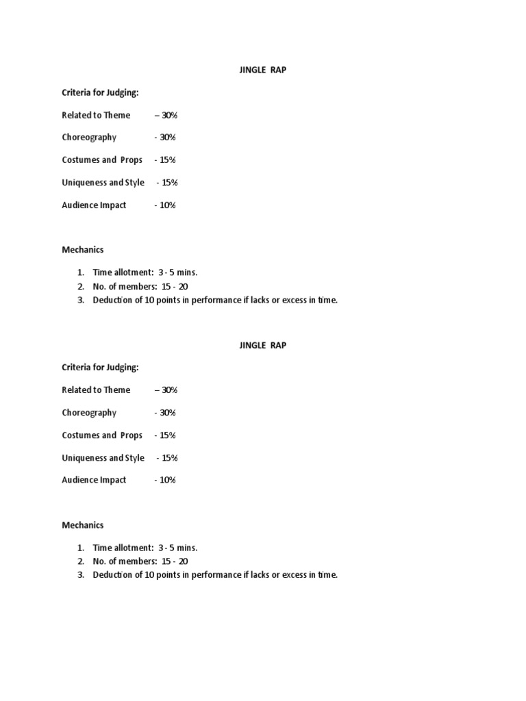 JINGLE RAP Criteria PDF