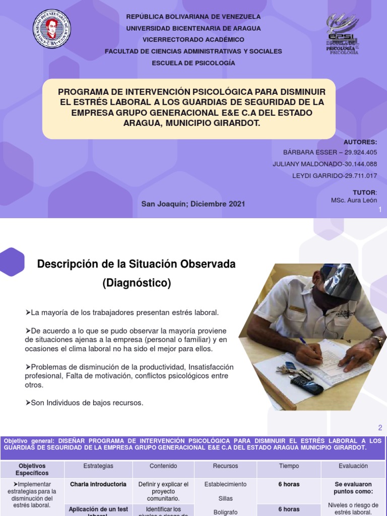 Programa para Reducir Estrés Laboral | PDF | Estrés (biología) | Sicología