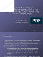 Exploring The Types of Construction Cost Modelling For Industrialised Building System (Ibs) Projects in Malaysia