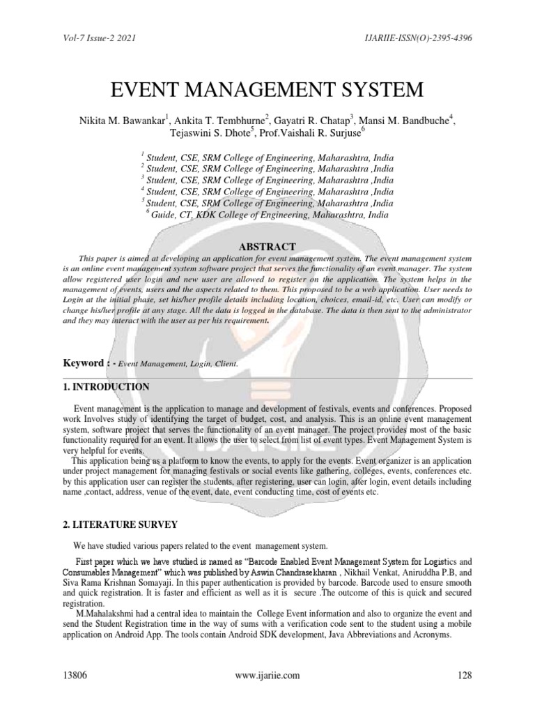 College Event Management System Project | PDF | Databases | User ...