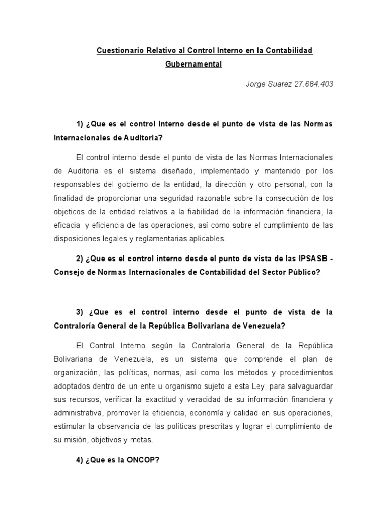 Control Interno en Contabilidad Gubernamental | PDF | Auditoría | Venezuela