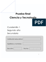 EPF 2do Secundaria Prueba Ciencia y Tecnología Cuadernillo 1