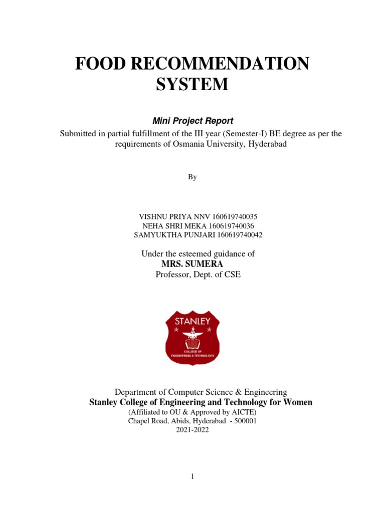 Food System REPORT PDF Software & 