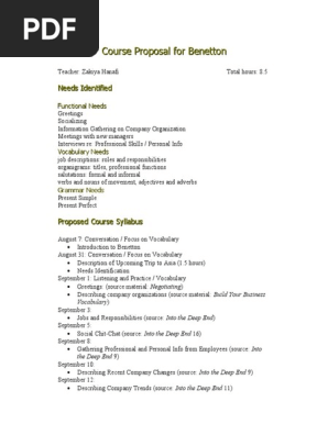 Course Proposal for Benetton