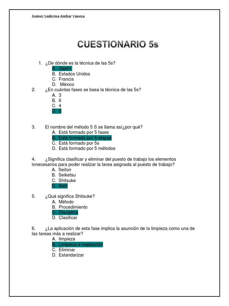 CUESTIONARIO 5s | PDF | Business