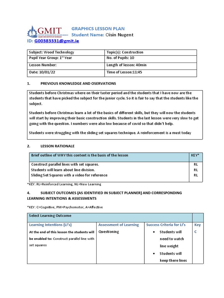 Model Lesson Plan Graphics 10-01-22 | PDF | Teachers | Classroom