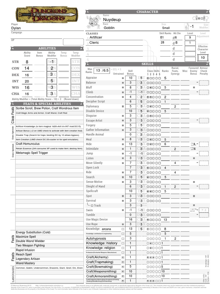 Nuydeup - 1: STR STR CON CON DEX DEX INT INT WIS WIS CHA CHA | PDF ...