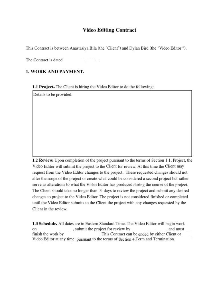 Video Editing Contract Template PDF Indemnity Legal Liability