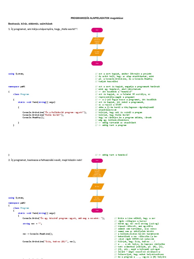 Programozasi Alapfeladatok Megoldasok | PDF