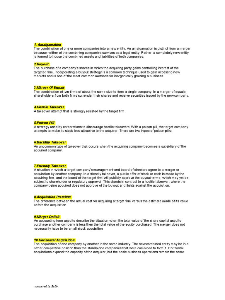 Student's Copy of M&A | PDF | Finance & Money Management
