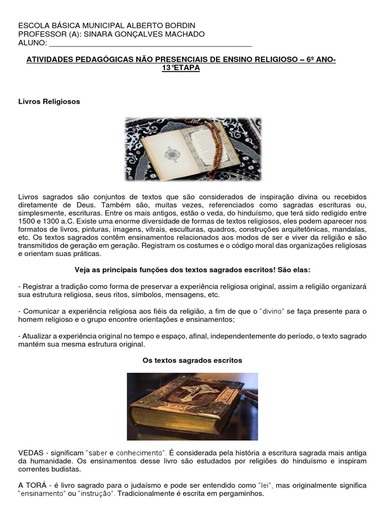 Livros Sagrados e suas Funções nas Principais Religiões | PDF | Textos ...